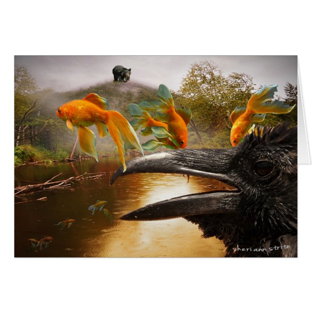 Korpsvart & björn hälsningskort (Framsidan Horizontal)