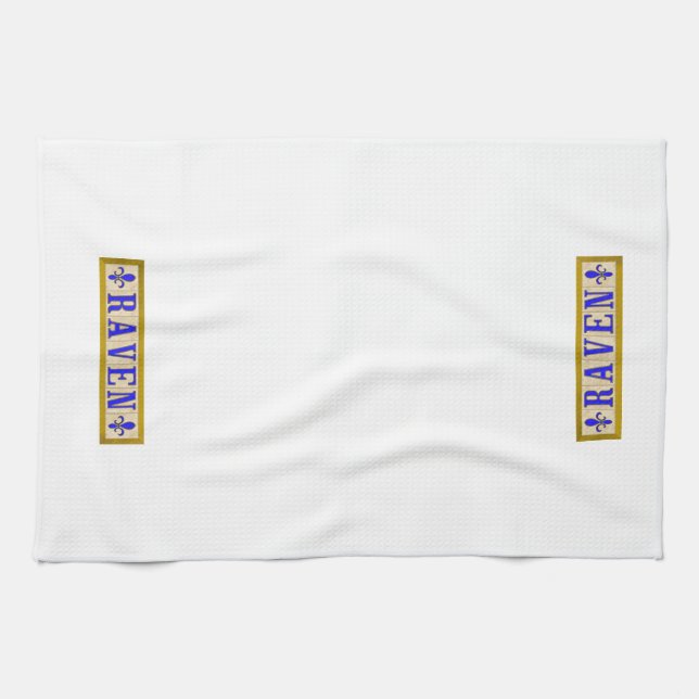 Korpsvart Fleur de Lis kökshanddukar (Horisontell)