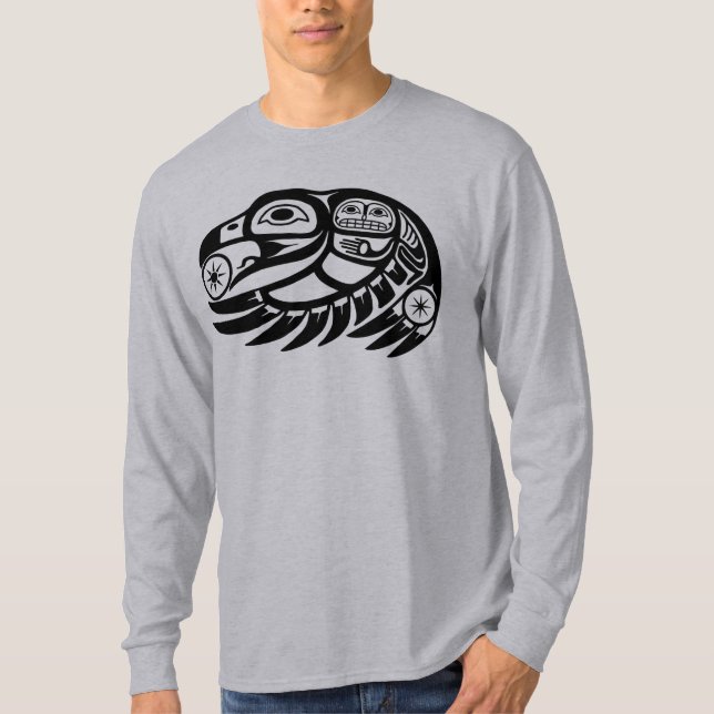 Korpsvart indiandesign tee shirt (Framsida)