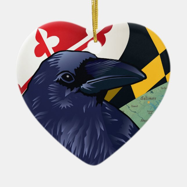 Korpsvart medborgare, Maryland Nevermore Julgransprydnad Keramik (Framsidan)