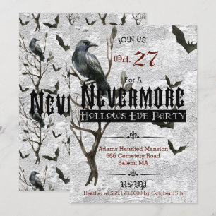 Korpsvart Nevermore halloween fest för vattenfärg Inbjudningar