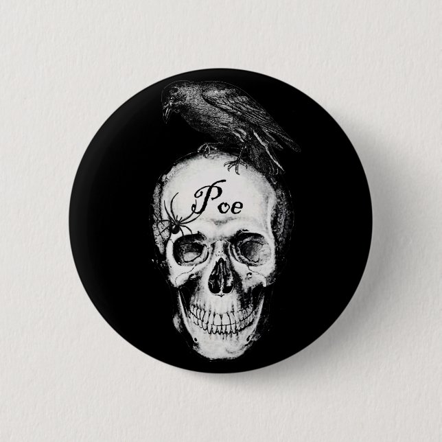 Korpsvart Poe knäppas Knapp (Framsida)