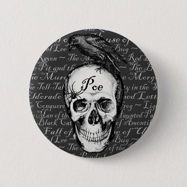 Korpsvart Poe knäppas Knapp (Framsida)