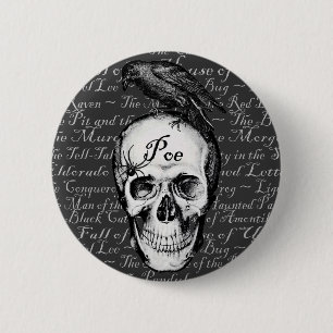 Korpsvart Poe knäppas Knapp