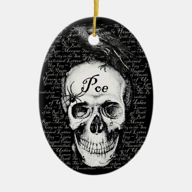 Korpsvart Poe-prydnad Julgransprydnad Keramik (Framsidan)