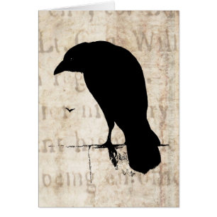 Korpsvart Silhouette - Retro Ravens & kråkor för Hälsningskort