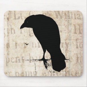 Korpsvart Silhouette - Retro Ravens & kråkor för Musmatta