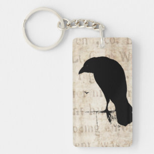 Korpsvart Silhouette - Retro Ravens & kråkor för Nyckelring