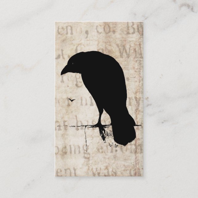 Korpsvart Silhouette - Retro Ravens & kråkor för Visitkort (Framsida)