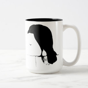 Korpsvart Silhouette - vintage Goth Ravens & gal Två-Tonad Mugg