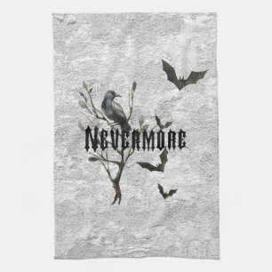 Korpsvart vattenfärg Nevermore Kökshandduk