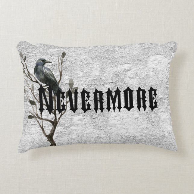 Korpsvart vattenfärg Nevermore Prydnadskudde (Framsidan)