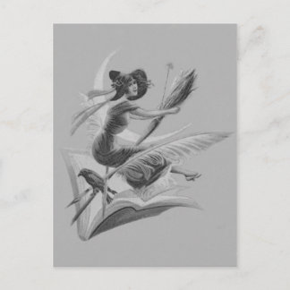 Korpsvart växande måne för monokrom häxa vykort