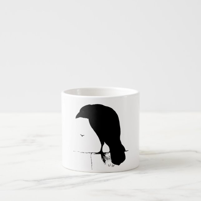 Korpsvart vintage - skräddarsy Goth kråkaRavens Espressomugg (Framsidan)
