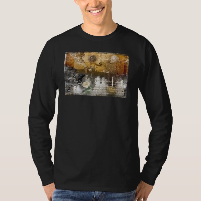 KORPSVART VIT FLAMMAR TEE SHIRT (Framsida)