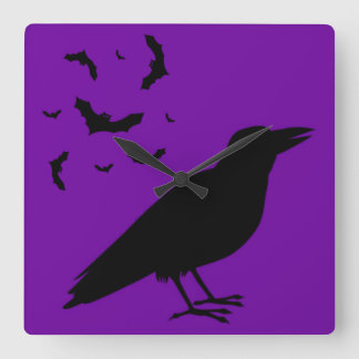 Korpsvarta Halloween Fyrkantig Klocka