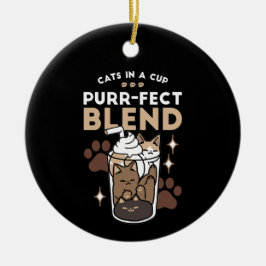 Korrekt blandning: Kaffedesign för katt och kaffe Julgransprydnad Keramik