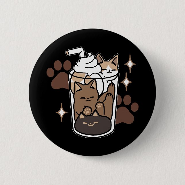 Korrekt blandning: Kaffedesign för katt och kaffe Knapp (Framsida)