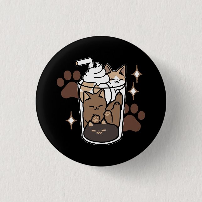 Korrekt blandning: Kaffedesign för katt och kaffe Knapp (Framsida)