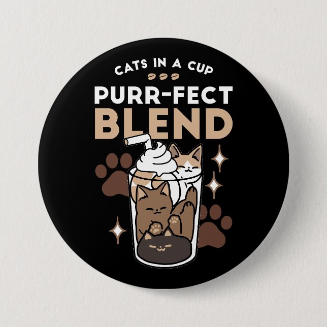 Korrekt blandning: Kaffedesign för katt och kaffe Knapp (Framsida)