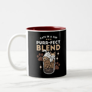 Korrekt blandning: Kaffedesign för katt och kaffe Två-Tonad Mugg