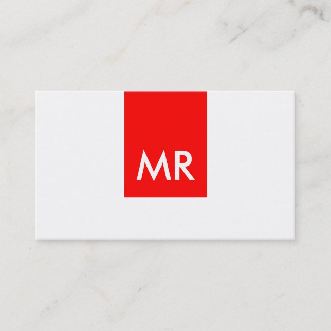 Korrekt exklusiv i monogram röd, vit speciell visitkort (Framsida)