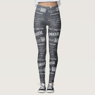 Korrekt Newsprintjul för svart tavla politiskt Leggings