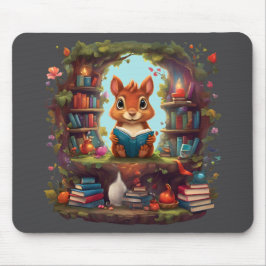 Korrektläsning på en Vintage bokhylla Musmatta