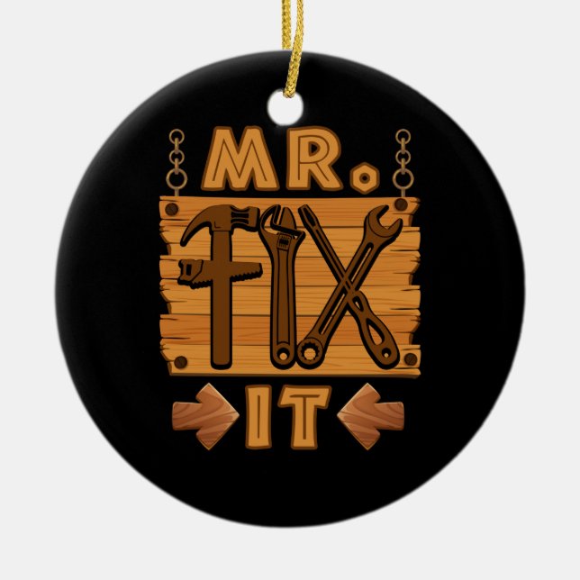 Korrigera den stolta Handymannen Reparatör Pappa Julgransprydnad Keramik (Framsidan)