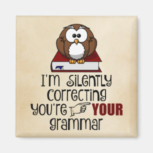 Korrigera tyst ditt Grammar Sarcastic Uggla Magnet