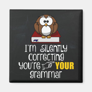 Korrigera tyst ditt Grammar Sarcastic Uggla Magnet