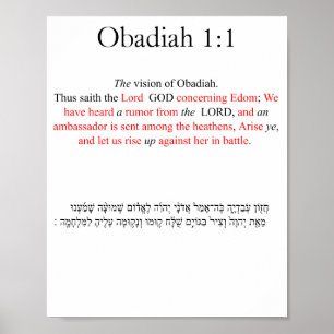 Korrigerad King Jams Obadiah 1:1 Affisch