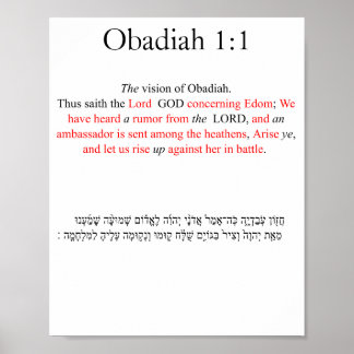 Korrigerad King Jams Obadiah 1:1 Affisch