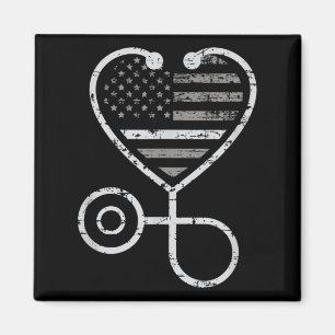 Korrigering Sjuksköterska Thin Grått Line Heart Magnet