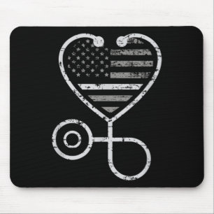 Korrigering Sjuksköterska Thin Grått Line Heart US Musmatta