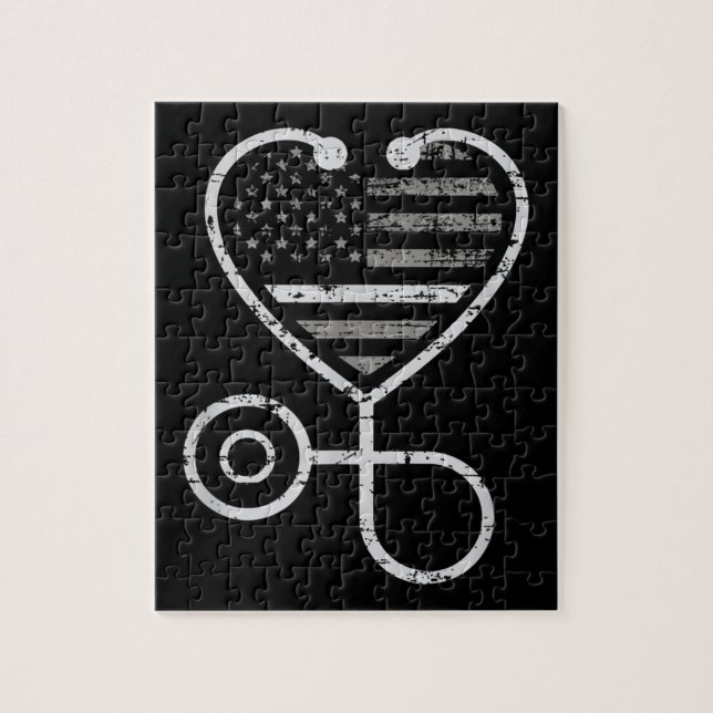 Korrigering Sjuksköterska Thin Grått Line Heart US Pussel (Vertikal)