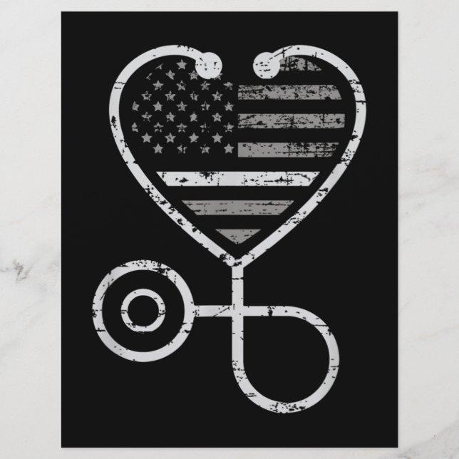 Korrigering Sjuksköterska Thin Grått Line Heart US Reklamblad (Framsidan)