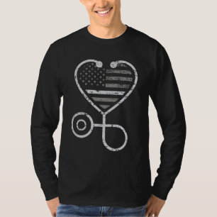 Korrigering Sjuksköterska Thin Grått Line Heart US T Shirt