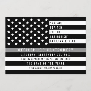 Korrigering Thin Grått Line American Flagga Pensio Inbjudningar