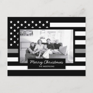 Korrigering Thin Grått Line American Flagga Photo Helg Vykort