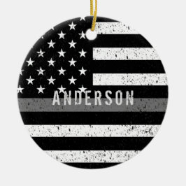 Korrigeringar av störd Thin Grått Line med namn Julgransprydnad Keramik