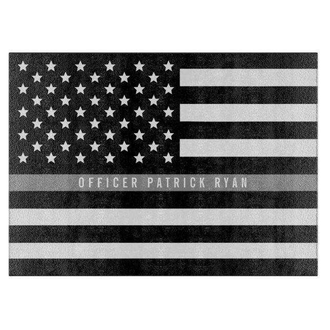 Korrigeringar Thin Grått Line American Flagga Namn (Framsidan)