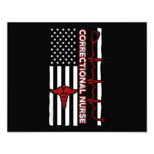 Korrigeringsam Nurse USA flagga Nursing RN Fototryck