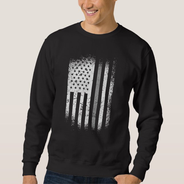 Korrigeringsansvarig American Flagga Line Lång Ärmad Tröja (Framsida)