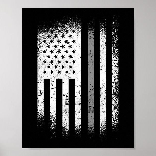 Korrigeringsansvarig amerikansk Flagga Thin Silver Poster (Framsidan)