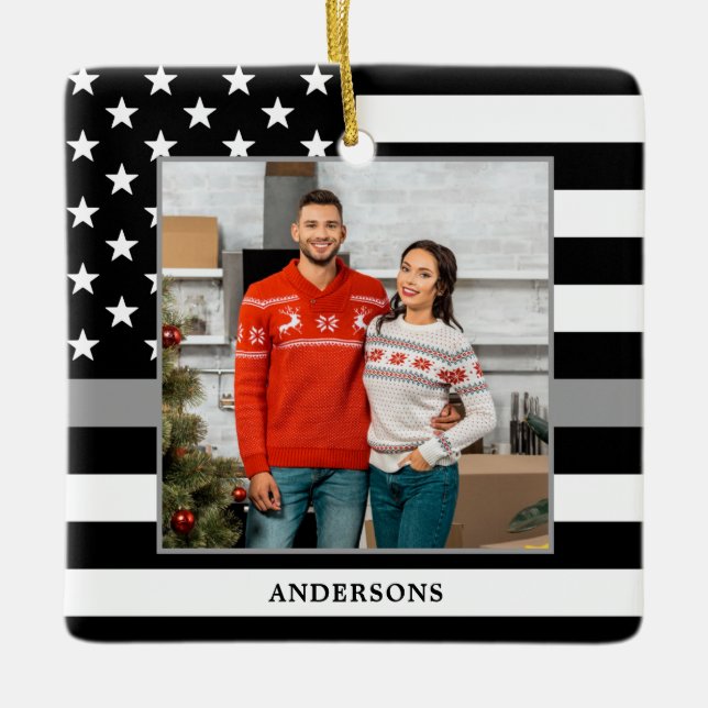 Korrigeringsansvarig Anpassningsbar Photo Grått ju Julgransprydnad Keramik (Framsida)