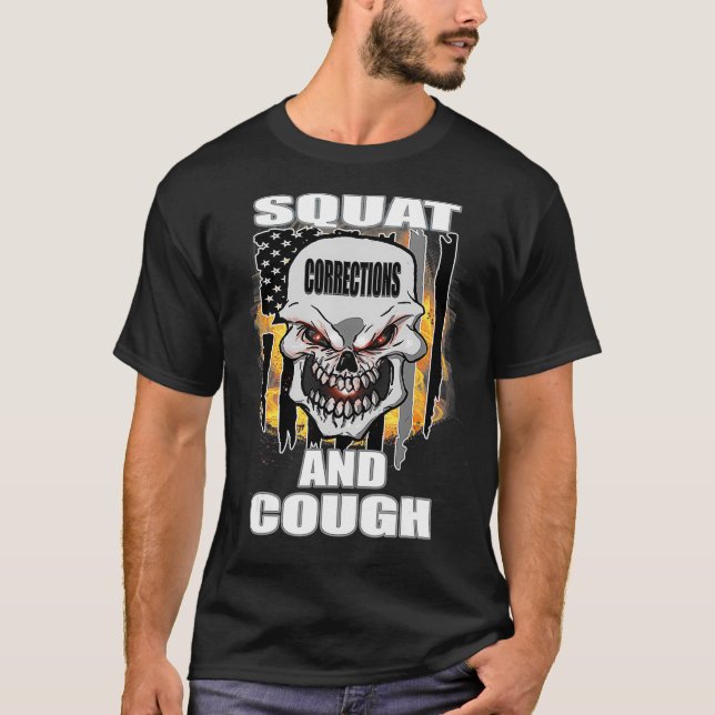 Korrigeringsansvarig Squat och Cough USA flagga T Shirt (Framsida)