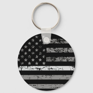 Korrigeringsansvarig Thin Grått Line American Fla Nyckelring