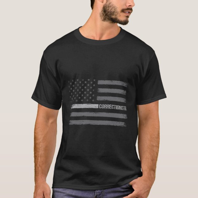Korrigeringsansvarig Thin Silver Line American Fla T Shirt (Framsida)