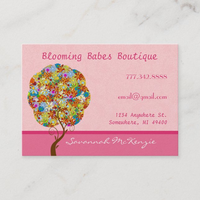 Korrigeringsarbete Träd på Rosa Affärskort Visitkort (Framsida)